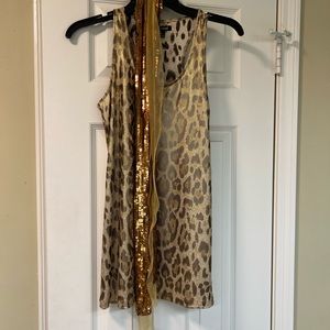 Leopard print tank with scarf
